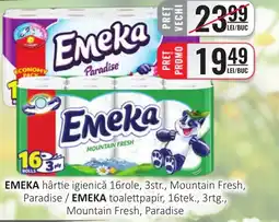 CBA EMEKA hârtie igienică, Mountain Fresh, Paradise Ofertă