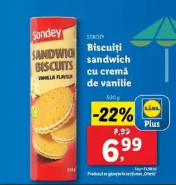 Lidl Sondey Biscuiți sandwich cu cremă de vanilie Ofertă