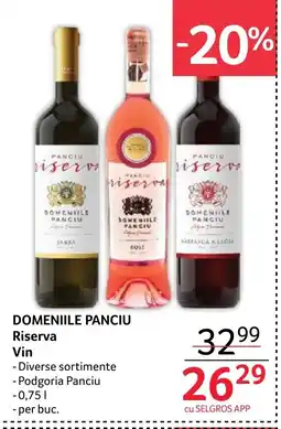 Selgros DOMENIILE PANCIU Riserva Vin Ofertă