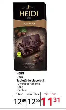 Selgros HEIDI Dark Tabletă de ciocolată Ofertă