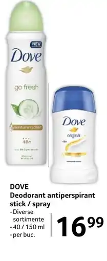 Selgros DOVE Deodorant antiperspirant stick/spray Ofertă