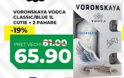 Simos Voronskaya vodca classic/blue cutie + 2 pahare Ofertă