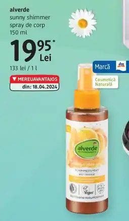 DM Alverde sunny shimmer spray de corp Ofertă