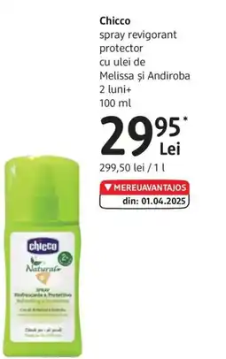 DM Chicco spray revigorant protector cu ulei de Melissa şi Andiroba 2 luni+ Ofertă