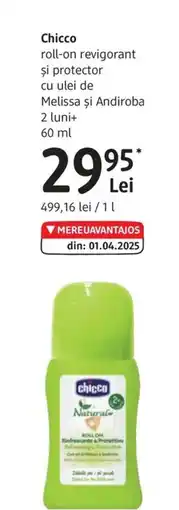 DM Chicco roll-on revigorant şi protector cu ulei de Melissa şi Andiroba Ofertă