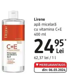 DM Lirene apă micelarǎ cu vitamina C+E Ofertă