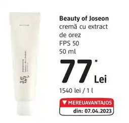 DM Beauty of Joseon cremă cu extract de orez FPS 50 Ofertă