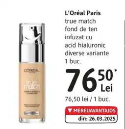 DM L'Oréal Paris true match fond de ten infuzat cu acid hialuronic Ofertă