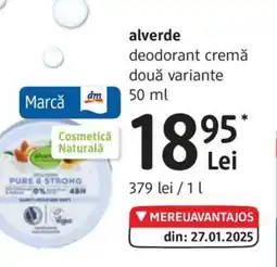 DM Alverde deodorant cremă două variante Ofertă