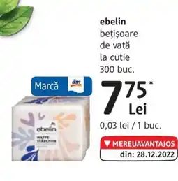 DM Ebelin beţişoare de vată la cutie Ofertă