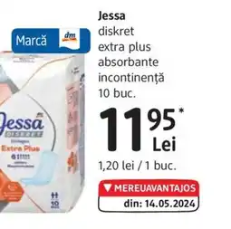DM Jessa diskret extra plus absorbante incontinenţă Ofertă