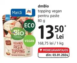 DM Dmbio topping vegan pentru paste Ofertă