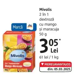 DM Mivolis 2 in 1 dextrozǎ cu mango şi maracuja Ofertă