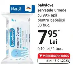 DM Babylove şerveţele umede cu 99% apǎ pentru bebeluşi Ofertă