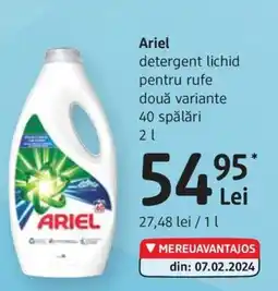 DM ARIEL detergent lichid pentru rufe două variante Ofertă