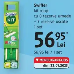 DM Swiffer kit mop cu 8 rezerve umede + 3 rezerve uscate 1 set Ofertă
