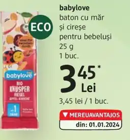 DM Babylove baton cu măr şi cireșe pentru bebeluşi Ofertă