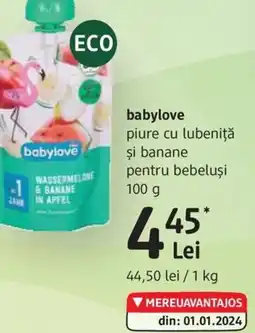 DM Babylove piure cu lubeniţă şi banane pentru bebeluşi Ofertă