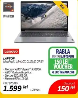 Flanco Lenovo Laptop IdeaPad 115ALC7, CLOUD GREY Ofertă