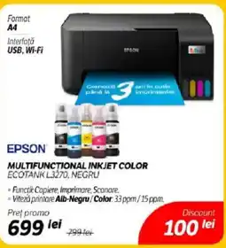EPSON Multifunctional inkjet color ecotank l3270, negru