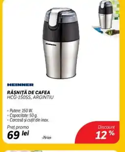 Flanco HEINNER Râşnită de cafea hcg-150ss, argintiu Ofertă