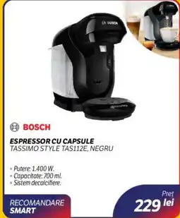 Flanco BOSCH Espressor cu capsule tassimo style tas112e, negru Ofertă