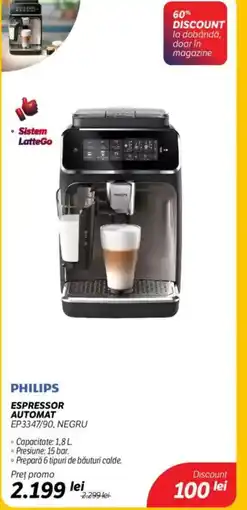 Flanco PHILIPS Espressor automat ep3347/90, negru Ofertă
