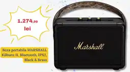 Media Galaxy Boxa portabila MARSHALL Kilburn II, Bluetooth, IPX2, Black & Brass Ofertă