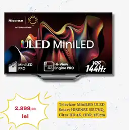 Media Galaxy Televizor MiniLED ULED Smart HISENSE 55U7NQ, Ultra HD 4K, HDR, 139cm Ofertă