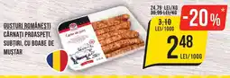 Mega Image GUSTURI ROMÂNESTI Cârnaţi proaspeți, subţiri, cu boabe de muştar Ofertă