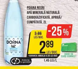 POIANA NEGRI Apă minerală naturală carbogazificată, aprigă/ cumpătată