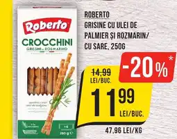 Mega Image ROBERTO Grisine cu ulei de palmier şi rozmarin/ cu sare Ofertă