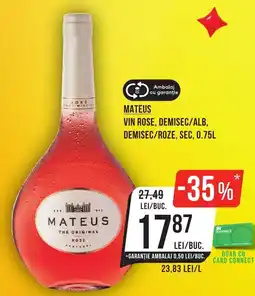Mega Image MATEUS Vin rose, demisec/alb, demisec/roze, sec Ofertă
