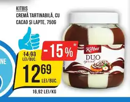 Mega Image KITBIS Cremă tartinabilă, cu cacao și lapte Ofertă