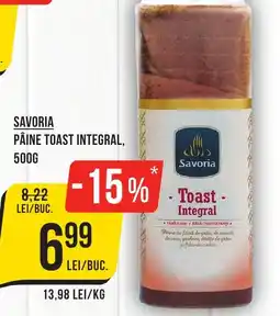 Mega Image SAVORIA Pâine toast integral Ofertă