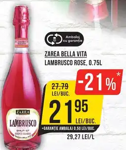 Mega Image ZAREA BELLA VITA Lambrusco rose Ofertă