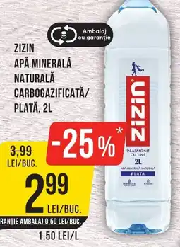 Mega Image Zizin apă minerală naturală carbogazificată/ plată Ofertă