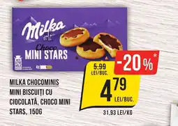 Mega Image Milka chocominis mini biscuiți cu ciocolată, choco mini stars Ofertă