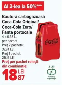 Carrefour Băutură carbogazoasă Coca-Cola Original/ Coca-Cola Zero/ Fanta portocale Ofertă