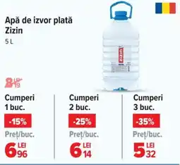 Carrefour Apă de izvor plată Zizin Ofertă