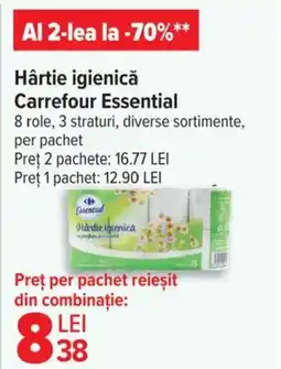 Carrefour Hârtie igienică Carrefour Essential Ofertă