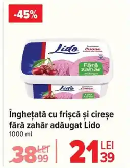 Carrefour înghețată cu frișcă şi cireșe fără zahăr adăugat Lido Ofertă