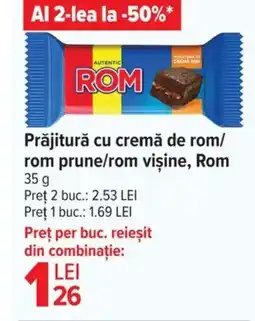 Carrefour Prăjitură cu cremă de rom/ rom prune/rom visine, Rom Ofertă