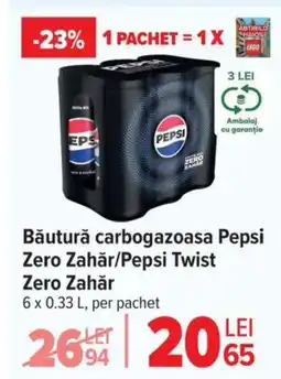 Carrefour Băutură carbogazoasa Pepsi Zero Zahǎr/Pepsi Twist Zero Zahăr Ofertă