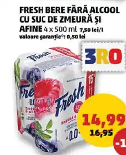 Penny Fresh bere fără alcool cu suc de zmeură şi afine Ofertă