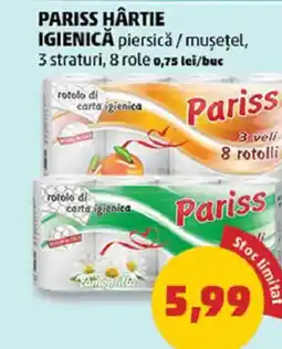 Penny Pariss hârtie igienică piersicǎ/musețel Ofertă