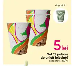 Pepco Set 12 pahare de unică folosinţă Ofertă