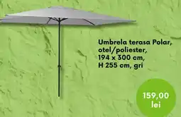 Leroy Merlin Umbrela terasa Polar, otel/poliester, 194 x 300 cm, H 255 cm, gri Ofertă