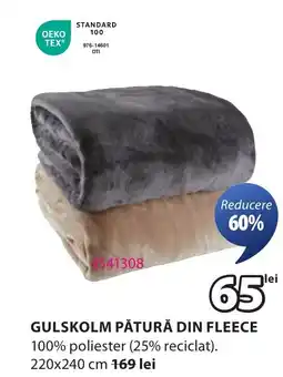 JYSK Gulskolm pătură din fleece Ofertă