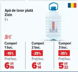 Carrefour Apă de izvor plata Zizin 5 L Ofertă